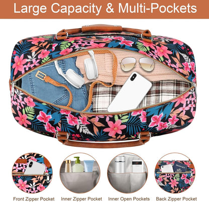 Weekender Overnight Bag for Women - Large Travel Duffel Bag with Shoe Compartment, Gym Duffel Bag Hospital Bag Carry On Tote Bags for Airplanes with Crossbody Bag Toiletry Bag 3Pcs Set - Colors B