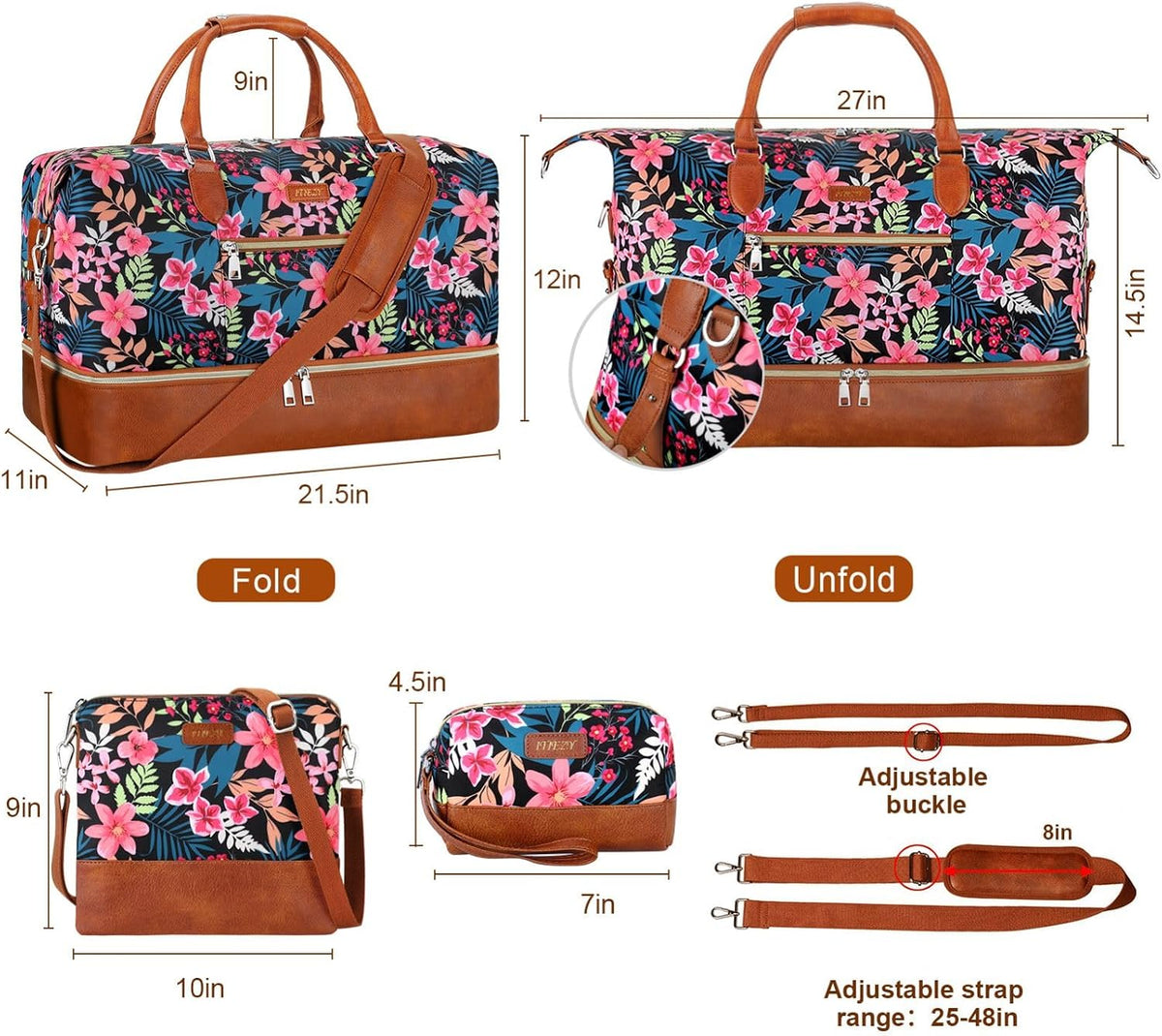 Weekender Overnight Bag for Women - Large Travel Duffel Bag with Shoe Compartment, Gym Duffel Bag Hospital Bag Carry On Tote Bags for Airplanes with Crossbody Bag Toiletry Bag 3Pcs Set - Colors B
