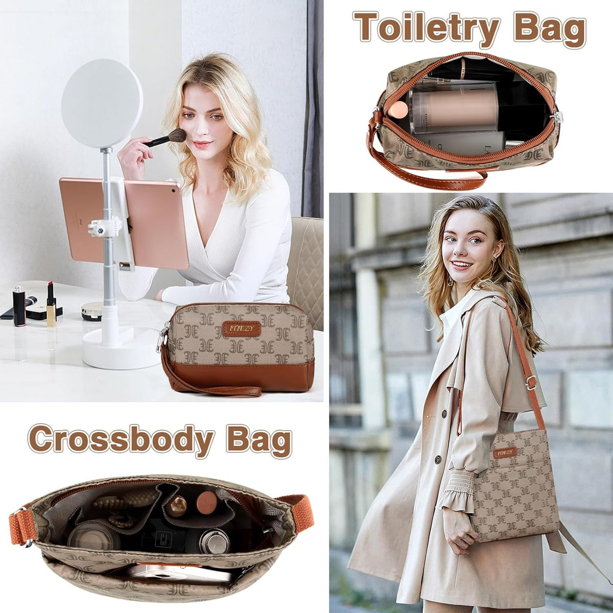 Weekender Overnight Bag for Women - Large Travel Duffel Bag with Shoe Compartment, Gym Duffel Bag Hospital Bag Carry On Tote Bags for Airplanes with Crossbody Bag Toiletry Bag 3Pcs Set - Colors B