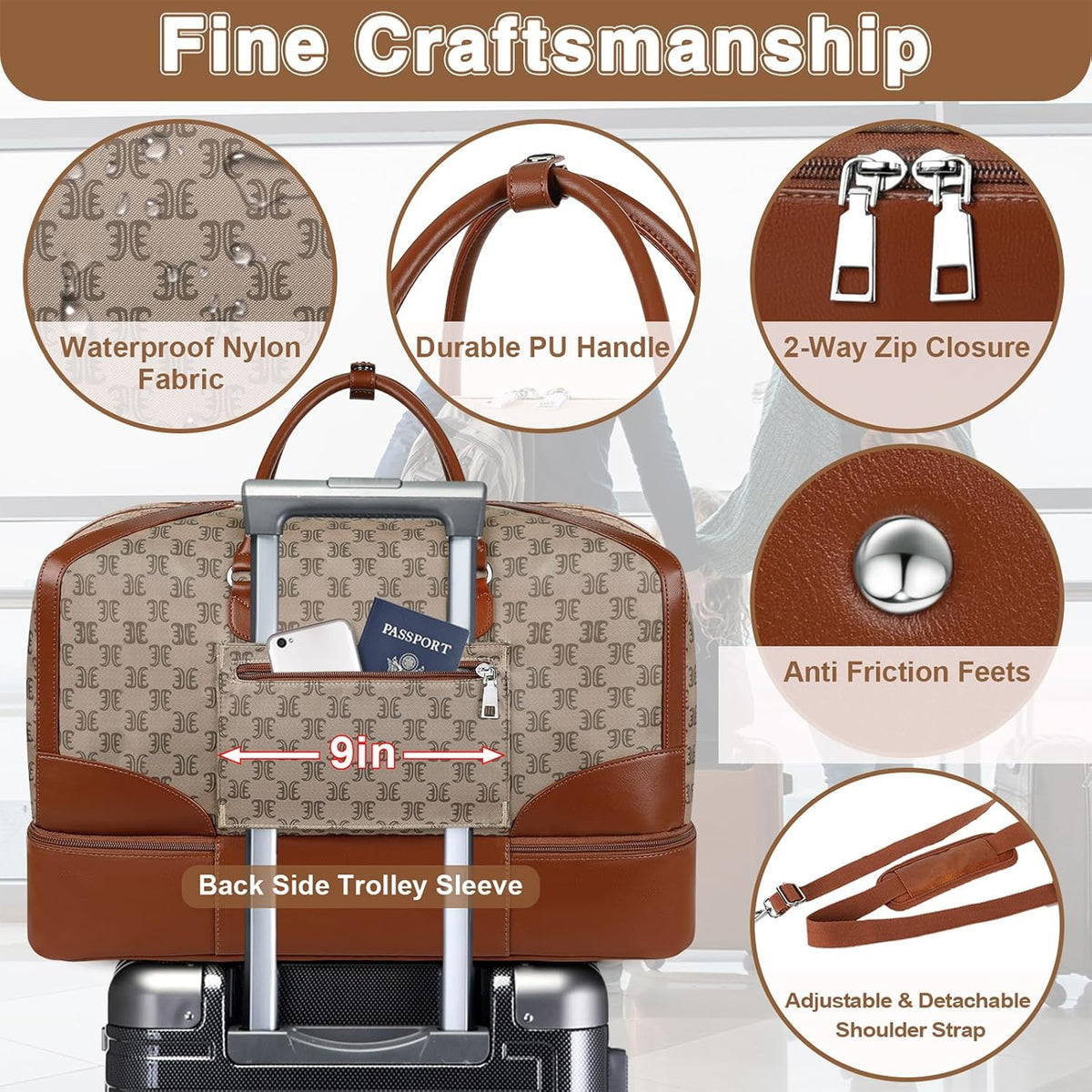 Weekender Overnight Bag for Women - Large Travel Duffel Bag with Shoe Compartment, Gym Duffel Bag Hospital Bag Carry On Tote Bags for Airplanes with Crossbody Bag Toiletry Bag 3Pcs Set - Colors B