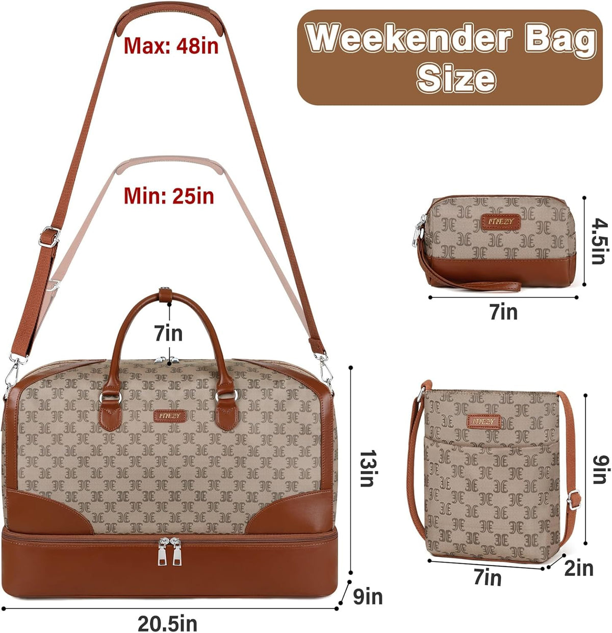 Weekender Overnight Bag for Women - Large Travel Duffel Bag with Shoe Compartment, Gym Duffel Bag Hospital Bag Carry On Tote Bags for Airplanes with Crossbody Bag Toiletry Bag 3Pcs Set - Colors B