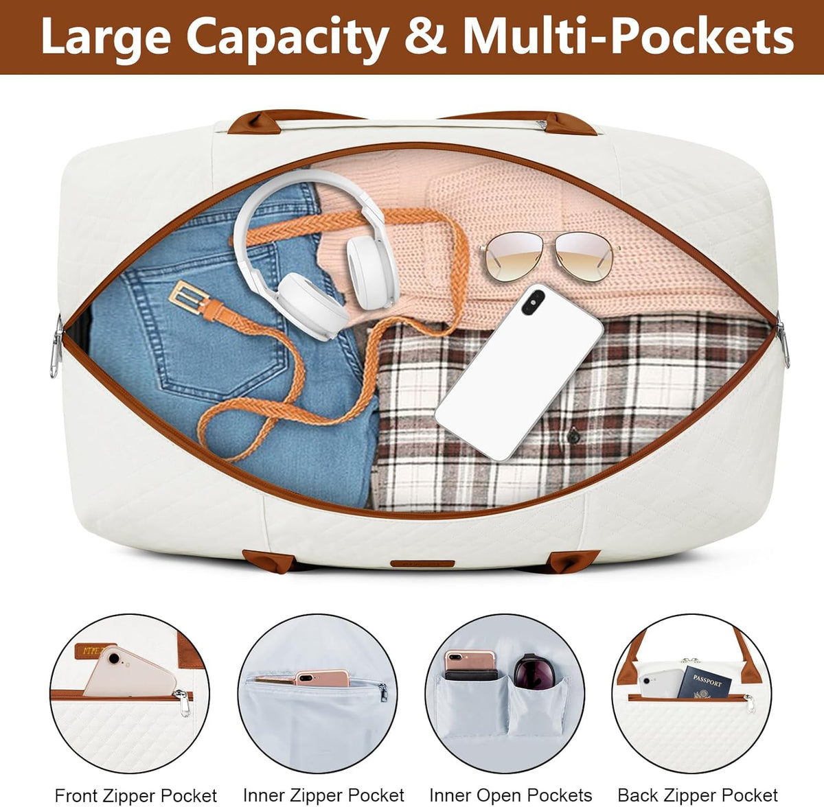 Weekender Overnight Bag for Women - Large Travel Duffel Bag with Shoe Compartment, Gym Duffel Bag Hospital Bag Carry On Tote Bags for Airplanes with Crossbody Bag Toiletry Bag 3Pcs Set - Colors B