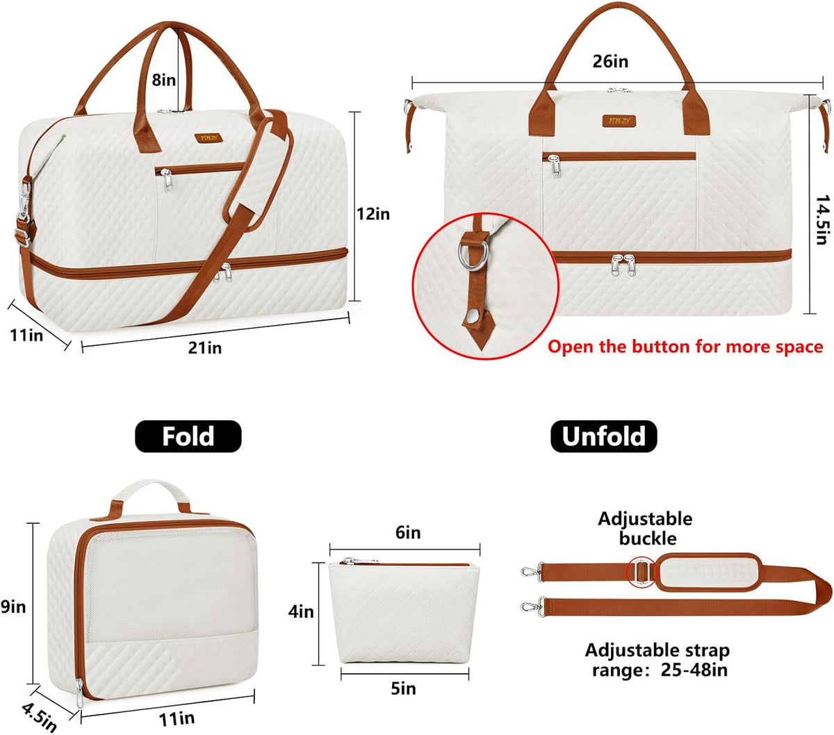 Weekender Overnight Bag for Women - Large Travel Duffel Bag with Shoe Compartment, Gym Duffel Bag Hospital Bag Carry On Tote Bags for Airplanes with Crossbody Bag Toiletry Bag 3Pcs Set - Colors B