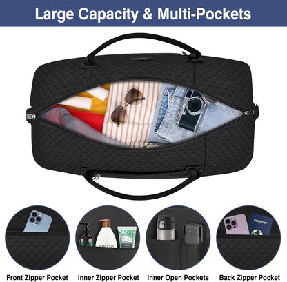 Weekender Overnight Bag for Women - Large Travel Duffel Bag with Shoe Compartment, Gym Duffel Bag Hospital Bag Carry On Tote Bags for Airplanes with Crossbody Bag Toiletry Bag 3Pcs Set - Colors B
