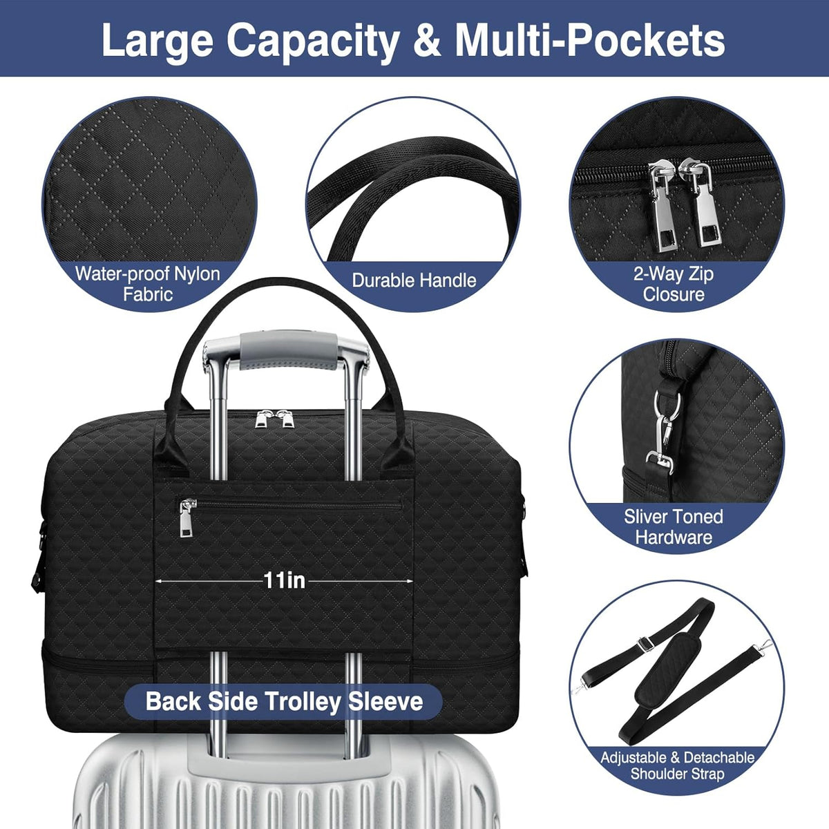 Weekender Overnight Bag for Women - Large Travel Duffel Bag with Shoe Compartment, Gym Duffel Bag Hospital Bag Carry On Tote Bags for Airplanes with Crossbody Bag Toiletry Bag 3Pcs Set - Colors B