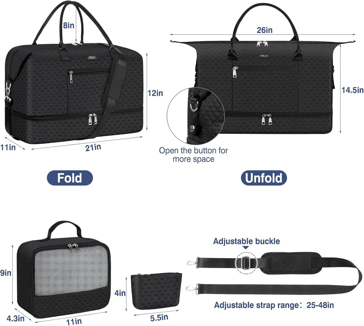 Weekender Overnight Bag for Women - Large Travel Duffel Bag with Shoe Compartment, Gym Duffel Bag Hospital Bag Carry On Tote Bags for Airplanes with Crossbody Bag Toiletry Bag 3Pcs Set - Colors B