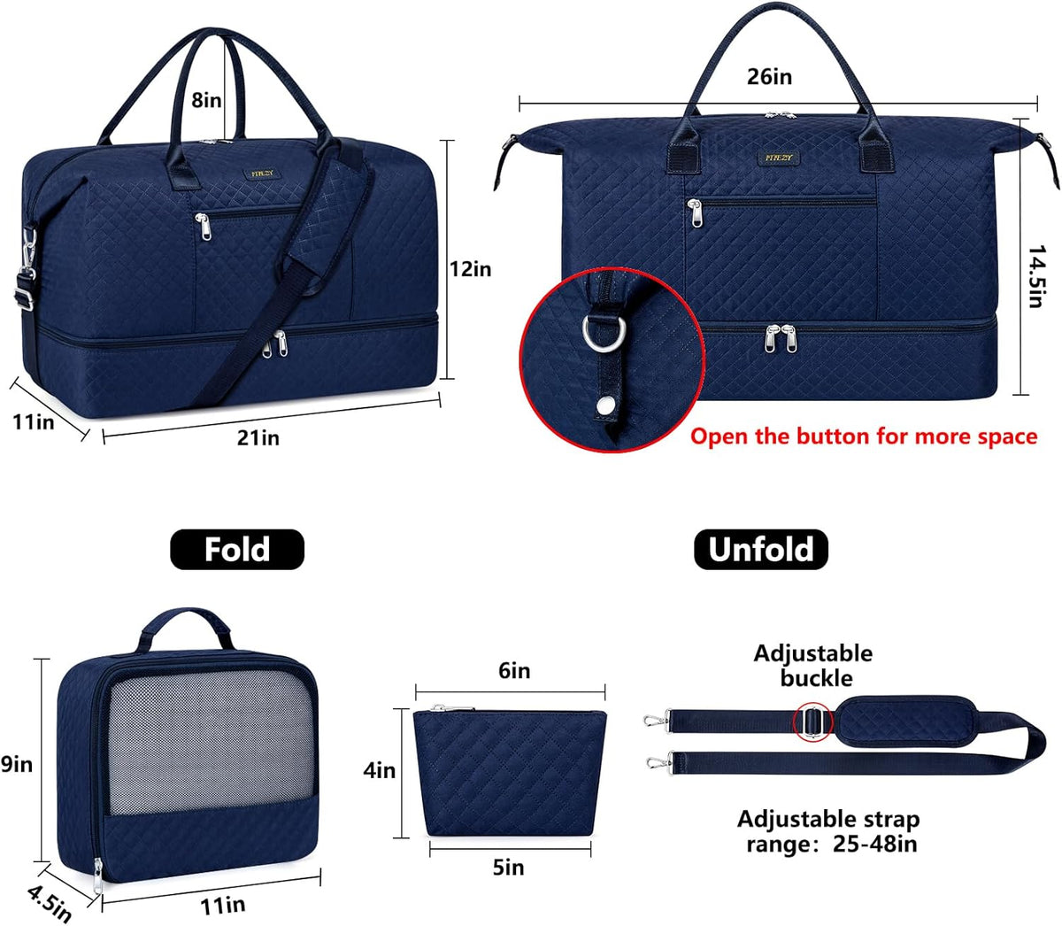 Weekender Overnight Bag for Women - Large Travel Duffel Bag with Shoe Compartment, Gym Duffel Bag Hospital Bag Carry On Tote Bags for Airplanes with Crossbody Bag Toiletry Bag 3Pcs Set - Colors B