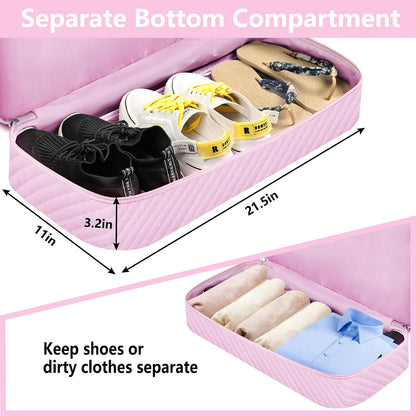 Weekender Overnight Bag for Women - Large Travel Duffel Bag with Shoe Compartment, Gym Duffel Bag Hospital Bag Carry On Tote Bags for Airplanes with Crossbody Bag Toiletry Bag 3Pcs Set - Colors B