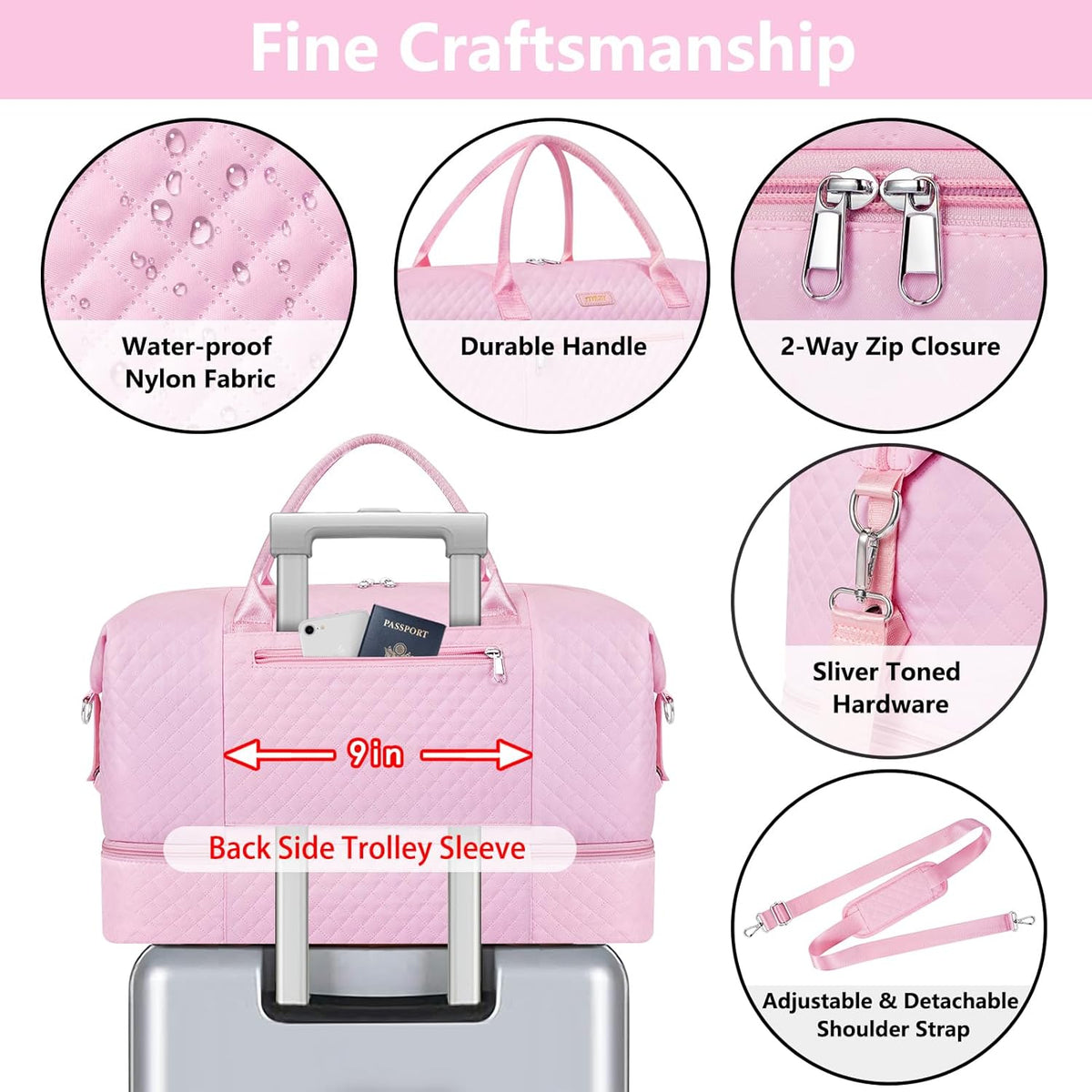 Weekender Overnight Bag for Women - Large Travel Duffel Bag with Shoe Compartment, Gym Duffel Bag Hospital Bag Carry On Tote Bags for Airplanes with Crossbody Bag Toiletry Bag 3Pcs Set - Colors B