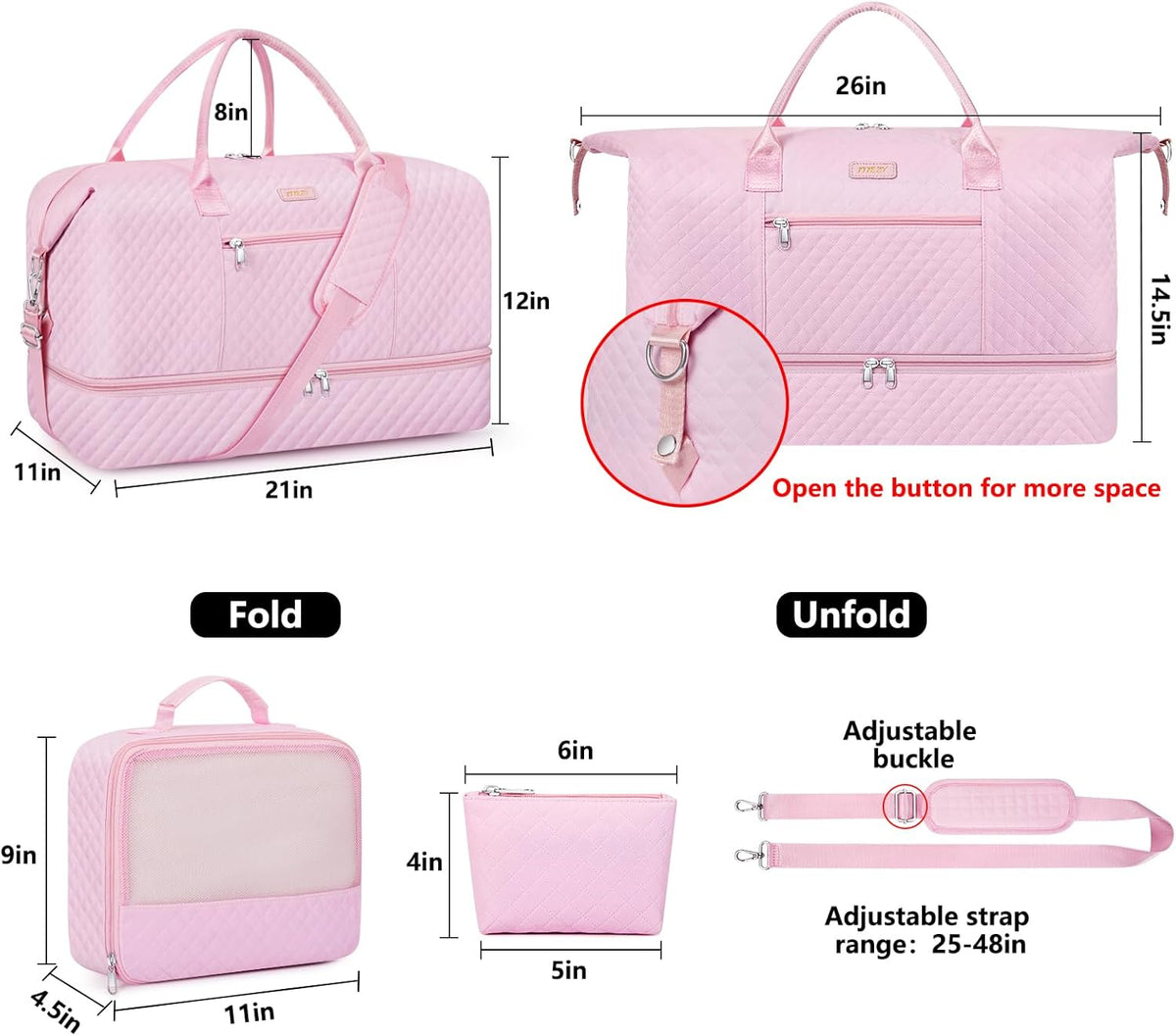 Weekender Overnight Bag for Women - Large Travel Duffel Bag with Shoe Compartment, Gym Duffel Bag Hospital Bag Carry On Tote Bags for Airplanes with Crossbody Bag Toiletry Bag 3Pcs Set - Colors B