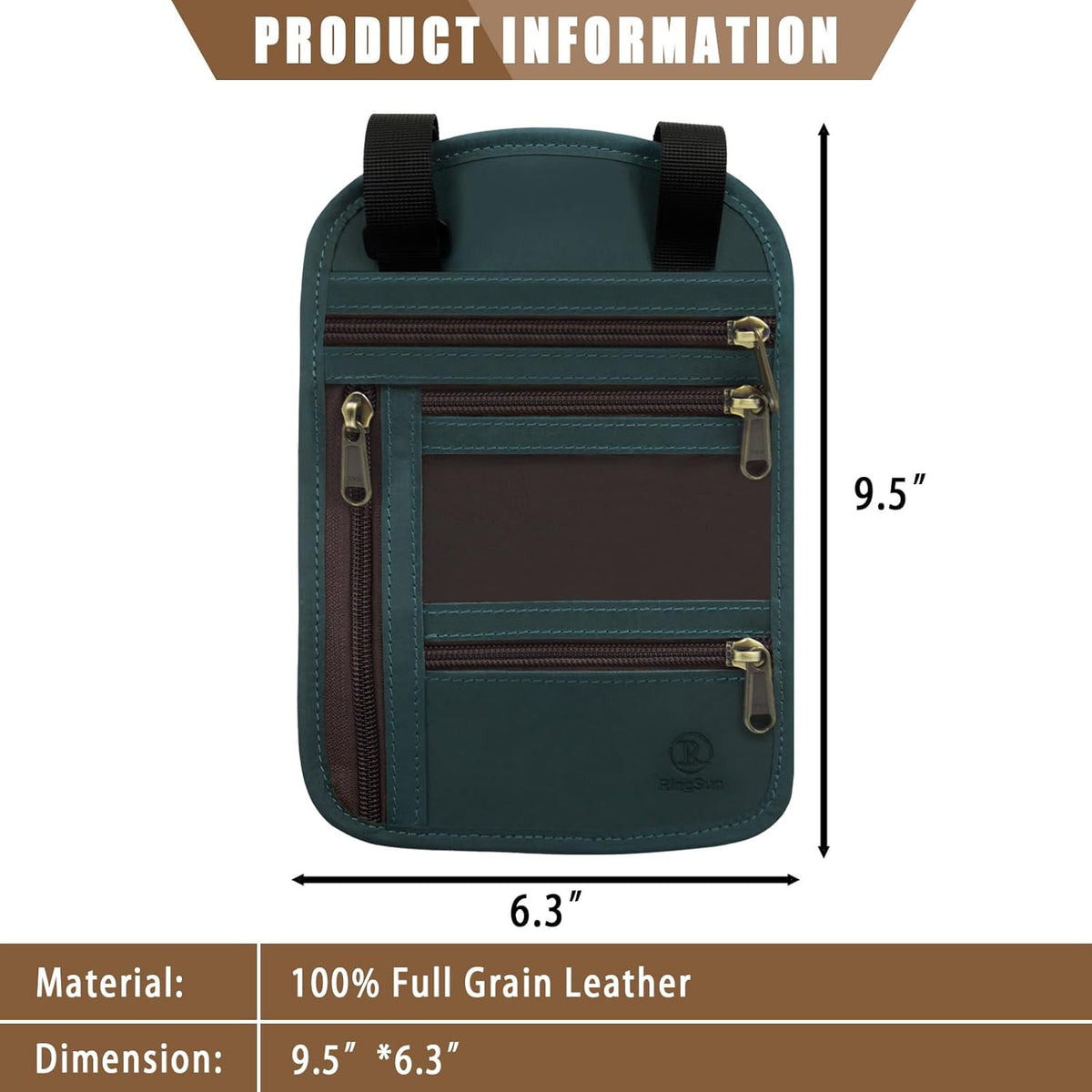 Genuine Leather Passport Holder For Travel, RFID Blocking Slim Neck Wallet with Adjustable Strap for Women and Men, Travel Essentials to Keep Cash, Credit Cards and Documents Safe, Brown