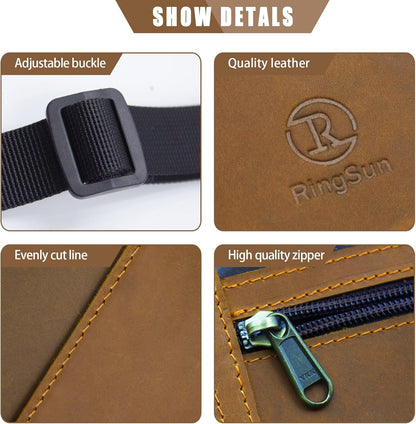 Genuine Leather Passport Holder For Travel, RFID Blocking Slim Neck Wallet with Adjustable Strap for Women and Men, Travel Essentials to Keep Cash, Credit Cards and Documents Safe, Brown