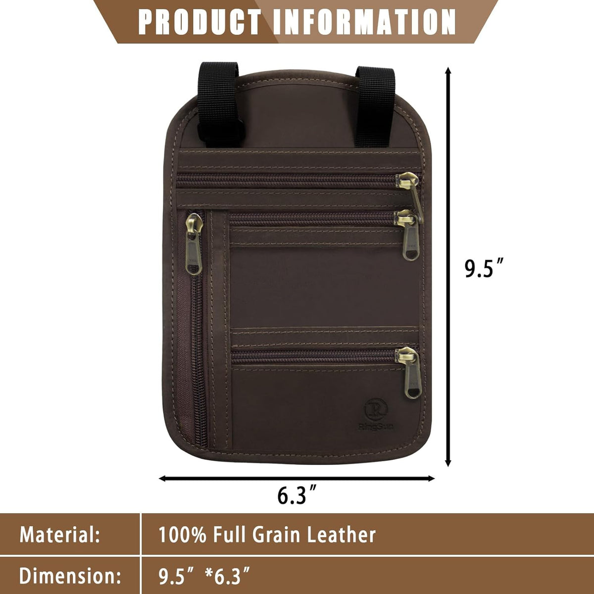 Genuine Leather Passport Holder For Travel, RFID Blocking Slim Neck Wallet with Adjustable Strap for Women and Men, Travel Essentials to Keep Cash, Credit Cards and Documents Safe, Brown