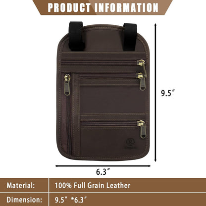 Genuine Leather Passport Holder For Travel, RFID Blocking Slim Neck Wallet with Adjustable Strap for Women and Men, Travel Essentials to Keep Cash, Credit Cards and Documents Safe, Brown
