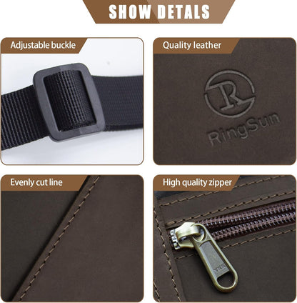 Genuine Leather Passport Holder For Travel, RFID Blocking Slim Neck Wallet with Adjustable Strap for Women and Men, Travel Essentials to Keep Cash, Credit Cards and Documents Safe, Brown