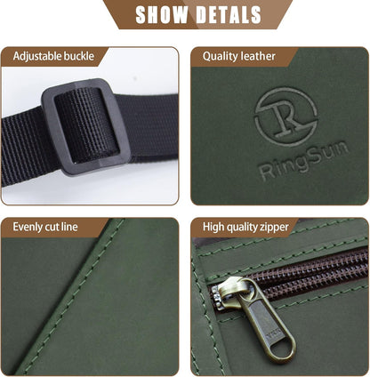 Genuine Leather Passport Holder For Travel, RFID Blocking Slim Neck Wallet with Adjustable Strap for Women and Men, Travel Essentials to Keep Cash, Credit Cards and Documents Safe, Brown
