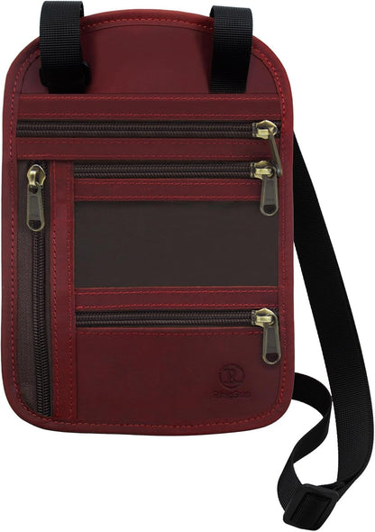 Genuine Leather Passport Holder For Travel, RFID Blocking Slim Neck Wallet with Adjustable Strap for Women and Men, Travel Essentials to Keep Cash, Credit Cards and Documents Safe, Brown