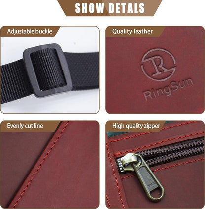 Genuine Leather Passport Holder For Travel, RFID Blocking Slim Neck Wallet with Adjustable Strap for Women and Men, Travel Essentials to Keep Cash, Credit Cards and Documents Safe, Brown
