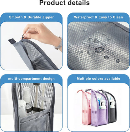 Standing Toiletry Bag, 2026 New Portable Lightweight Travel Toiletry Bag, Clear EVA Waterproof Toiletry Organizer, Large Capacity Foldable Hanging Cosmetic Bag for Travel, Gym, Home (Purple)