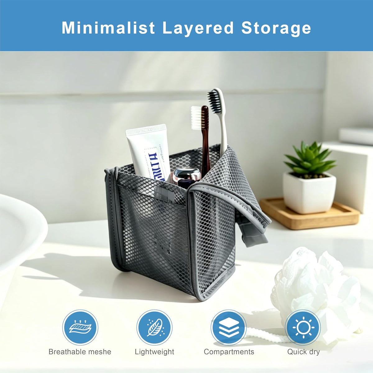 Standing Toiletry Bag, 2026 New Portable Lightweight Travel Toiletry Bag, Clear EVA Waterproof Toiletry Organizer, Large Capacity Foldable Hanging Cosmetic Bag for Travel, Gym, Home (Purple)