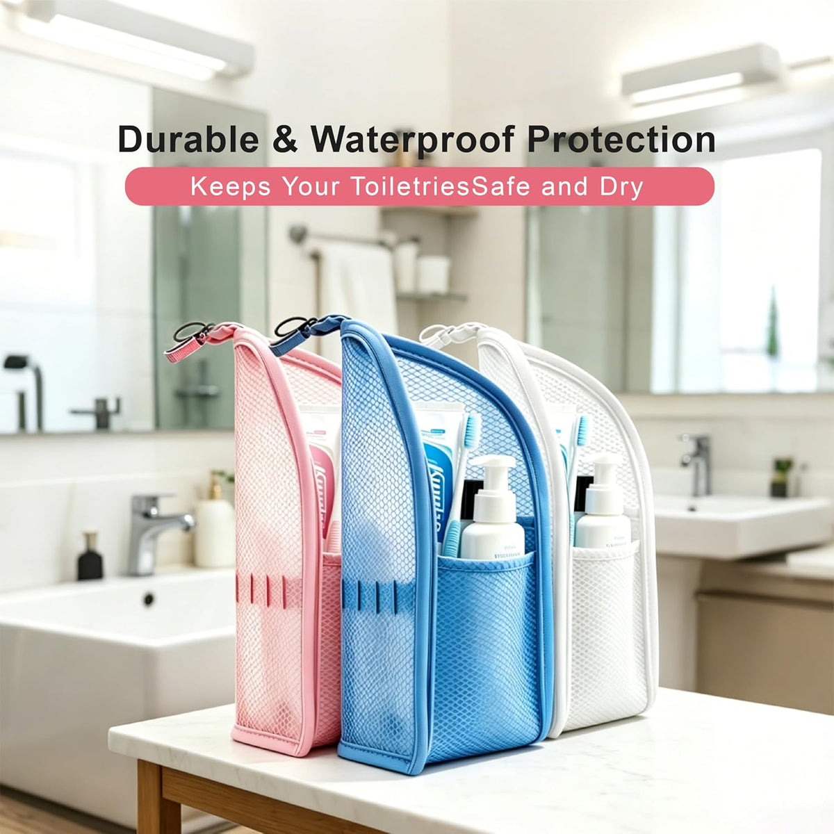 Standing Toiletry Bag, 2026 New Portable Lightweight Travel Toiletry Bag, Clear EVA Waterproof Toiletry Organizer, Large Capacity Foldable Hanging Cosmetic Bag for Travel, Gym, Home (Purple)