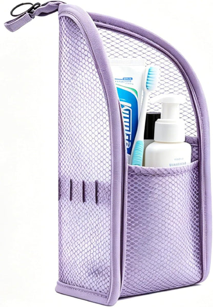 Standing Toiletry Bag, 2026 New Portable Lightweight Travel Toiletry Bag, Clear EVA Waterproof Toiletry Organizer, Large Capacity Foldable Hanging Cosmetic Bag for Travel, Gym, Home (Purple)