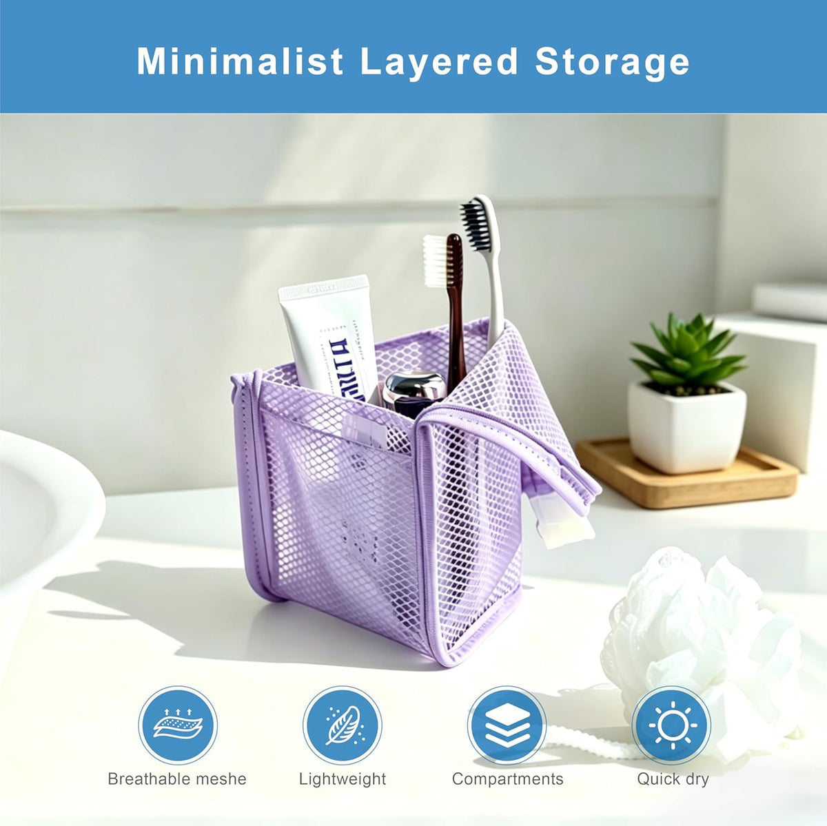 Standing Toiletry Bag, 2026 New Portable Lightweight Travel Toiletry Bag, Clear EVA Waterproof Toiletry Organizer, Large Capacity Foldable Hanging Cosmetic Bag for Travel, Gym, Home (Purple)