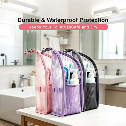 Standing Toiletry Bag, 2026 New Portable Lightweight Travel Toiletry Bag, Clear EVA Waterproof Toiletry Organizer, Large Capacity Foldable Hanging Cosmetic Bag for Travel, Gym, Home (Purple)