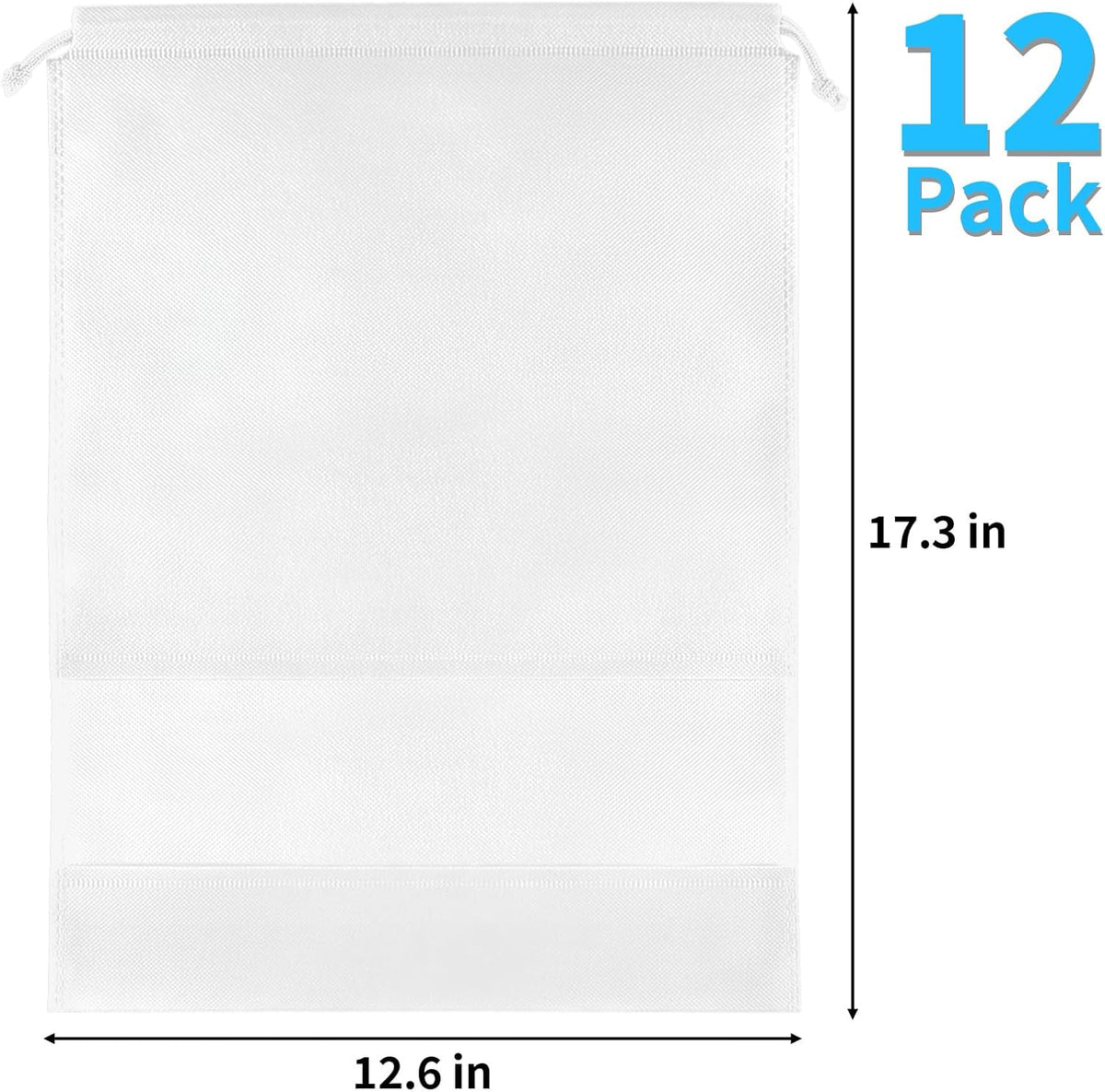 12 Pack Large Shoe Bags for Packing with Clear Window, Dustproof Drawstring Travel Shoe Storage Bags for Men & Women, Black