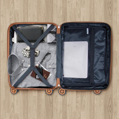 Expandable 21" Carry On Luggage,Hardshell Suitcase with Double Spinner Wheels for 20% More Space, Airline Approved Lightweight Hardside Luggage, Scratch-Resistant & YKK Zipper, White