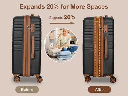 Expandable 21" Carry On Luggage,Hardshell Suitcase with Double Spinner Wheels for 20% More Space, Airline Approved Lightweight Hardside Luggage, Scratch-Resistant & YKK Zipper, White