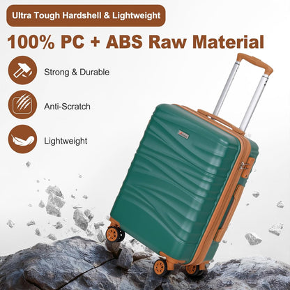 Expandable 21" Carry On Luggage,Hardshell Suitcase with Double Spinner Wheels for 20% More Space, Airline Approved Lightweight Hardside Luggage, Scratch-Resistant & YKK Zipper, White