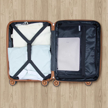 Expandable 21" Carry On Luggage,Hardshell Suitcase with Double Spinner Wheels for 20% More Space, Airline Approved Lightweight Hardside Luggage, Scratch-Resistant & YKK Zipper, White