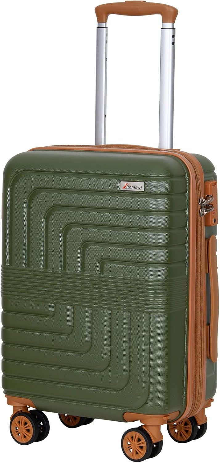 Expandable 21" Carry On Luggage,Hardshell Suitcase with Double Spinner Wheels for 20% More Space, Airline Approved Lightweight Hardside Luggage, Scratch-Resistant & YKK Zipper, White