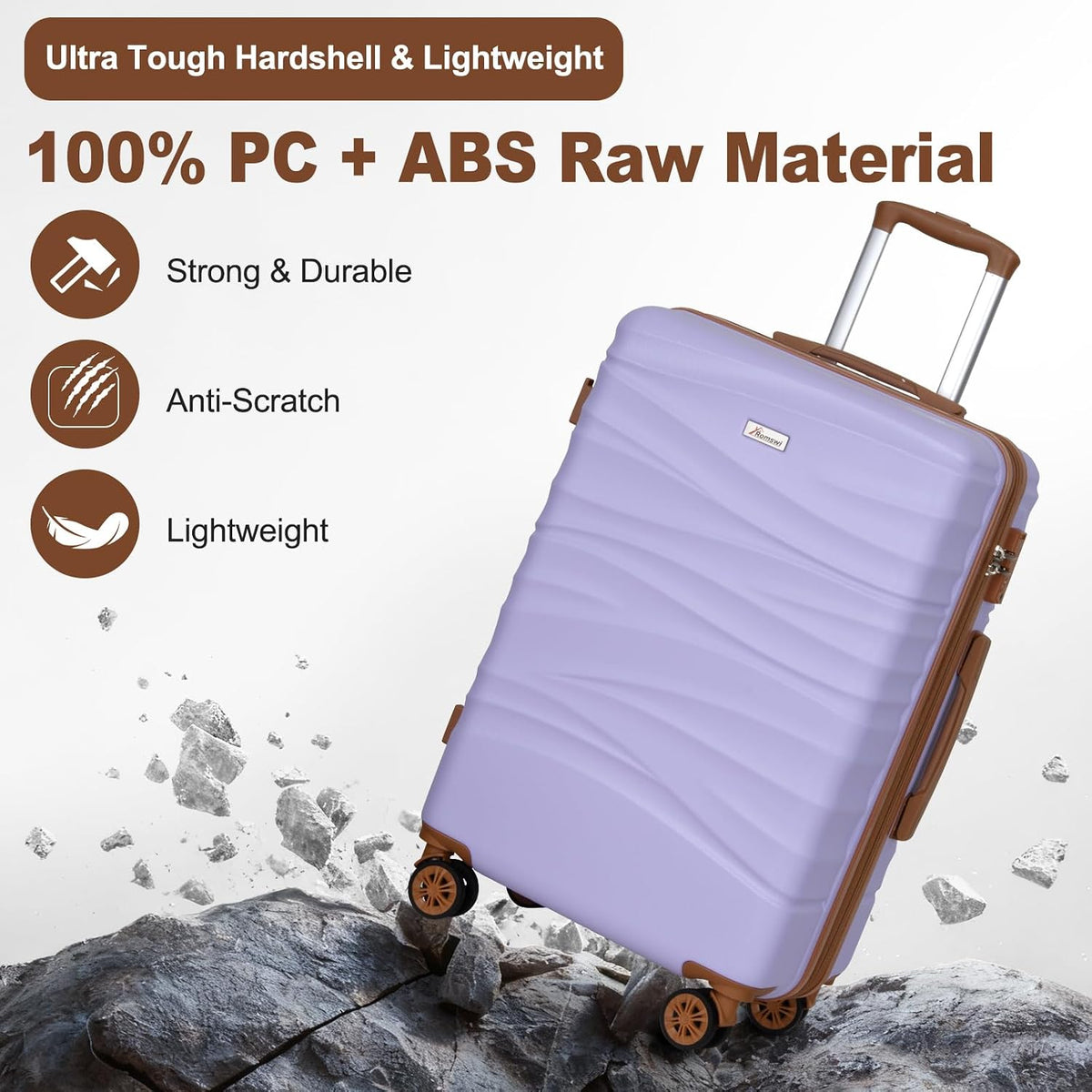 Expandable 21" Carry On Luggage,Hardshell Suitcase with Double Spinner Wheels for 20% More Space, Airline Approved Lightweight Hardside Luggage, Scratch-Resistant & YKK Zipper, White