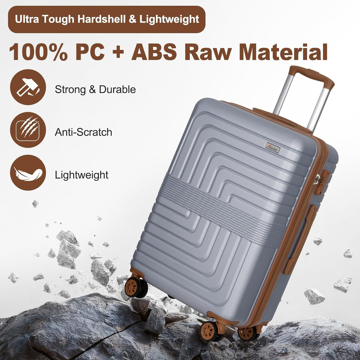 Expandable 21" Carry On Luggage,Hardshell Suitcase with Double Spinner Wheels for 20% More Space, Airline Approved Lightweight Hardside Luggage, Scratch-Resistant & YKK Zipper, White