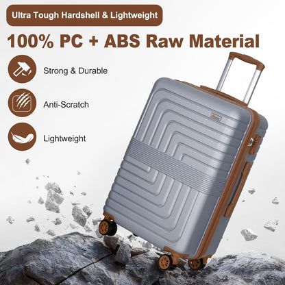 Expandable 21" Carry On Luggage,Hardshell Suitcase with Double Spinner Wheels for 20% More Space, Airline Approved Lightweight Hardside Luggage, Scratch-Resistant & YKK Zipper, White