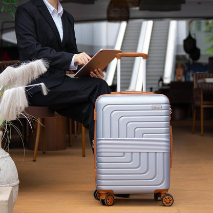 Expandable 21" Carry On Luggage,Hardshell Suitcase with Double Spinner Wheels for 20% More Space, Airline Approved Lightweight Hardside Luggage, Scratch-Resistant & YKK Zipper, White
