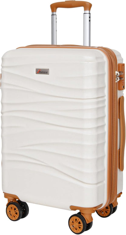 Expandable 21" Carry On Luggage,Hardshell Suitcase with Double Spinner Wheels for 20% More Space, Airline Approved Lightweight Hardside Luggage, Scratch-Resistant & YKK Zipper, White