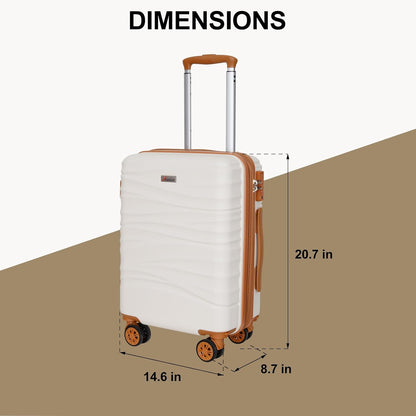 Expandable 21" Carry On Luggage,Hardshell Suitcase with Double Spinner Wheels for 20% More Space, Airline Approved Lightweight Hardside Luggage, Scratch-Resistant & YKK Zipper, White