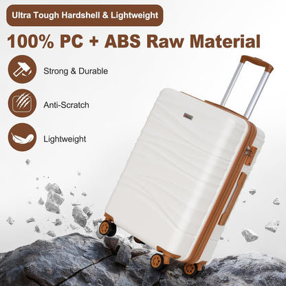 Expandable 21" Carry On Luggage,Hardshell Suitcase with Double Spinner Wheels for 20% More Space, Airline Approved Lightweight Hardside Luggage, Scratch-Resistant & YKK Zipper, White