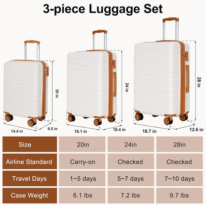 Expandable 21" Carry On Luggage,Hardshell Suitcase with Double Spinner Wheels for 20% More Space, Airline Approved Lightweight Hardside Luggage, Scratch-Resistant & YKK Zipper, White