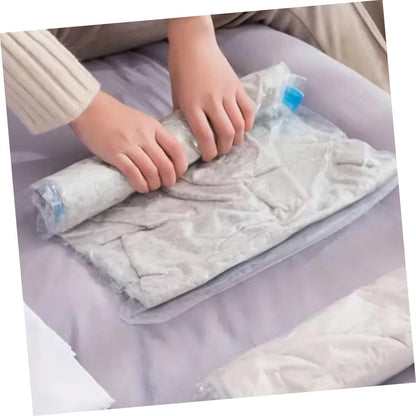 12pcs Vacuum Storage Bags for Travel, Reusable Roll up Compression Cloth Bags, Pa+pe Material, Hand Roll Space Saving Pouches for Suitcase and Clothes Organizer