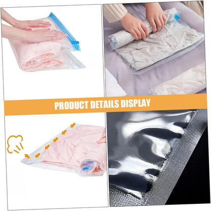 12pcs Vacuum Storage Bags for Travel, Reusable Roll up Compression Cloth Bags, Pa+pe Material, Hand Roll Space Saving Pouches for Suitcase and Clothes Organizer