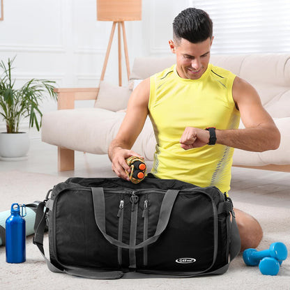 40L/65L Foldable Travel Duffle Bag Packable Weekender Bag | Water Resistant Nylon, Carry On Size Duffel, for Travel or Overnight Weekender Trip, for Gym or Sports, for Men Women