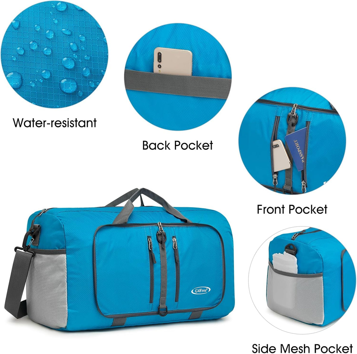 40L/65L Foldable Travel Duffle Bag Packable Weekender Bag | Water Resistant Nylon, Carry On Size Duffel, for Travel or Overnight Weekender Trip, for Gym or Sports, for Men Women