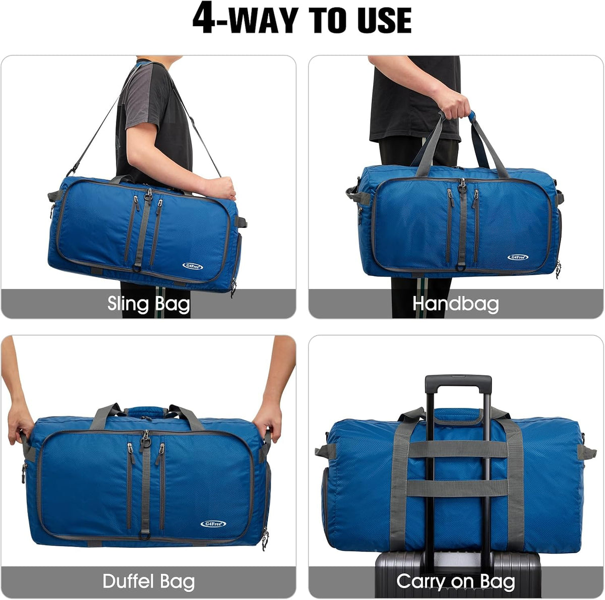 40L/65L Foldable Travel Duffle Bag Packable Weekender Bag | Water Resistant Nylon, Carry On Size Duffel, for Travel or Overnight Weekender Trip, for Gym or Sports, for Men Women