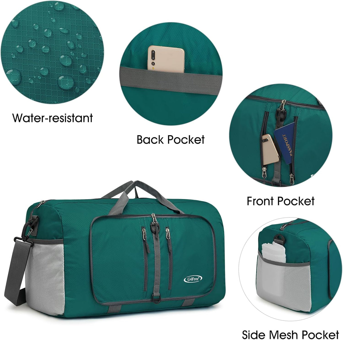 40L/65L Foldable Travel Duffle Bag Packable Weekender Bag | Water Resistant Nylon, Carry On Size Duffel, for Travel or Overnight Weekender Trip, for Gym or Sports, for Men Women