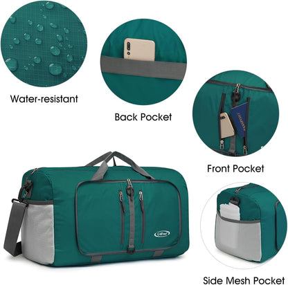 40L/65L Foldable Travel Duffle Bag Packable Weekender Bag | Water Resistant Nylon, Carry On Size Duffel, for Travel or Overnight Weekender Trip, for Gym or Sports, for Men Women