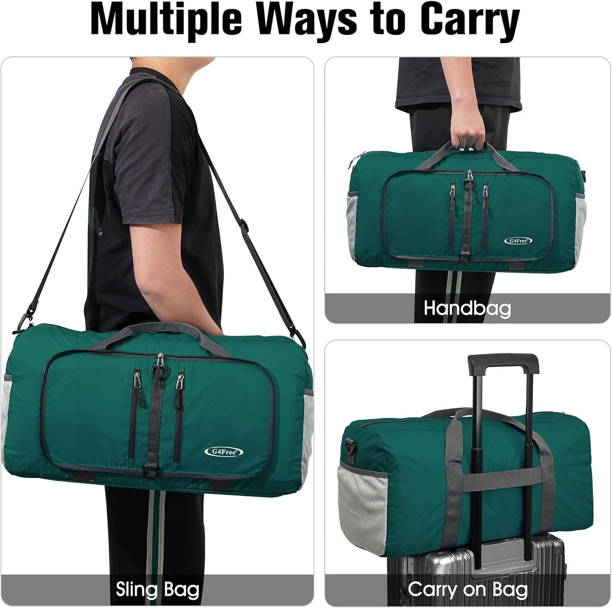 40L/65L Foldable Travel Duffle Bag Packable Weekender Bag | Water Resistant Nylon, Carry On Size Duffel, for Travel or Overnight Weekender Trip, for Gym or Sports, for Men Women